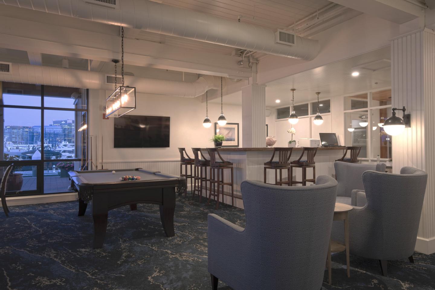 pool table and bar