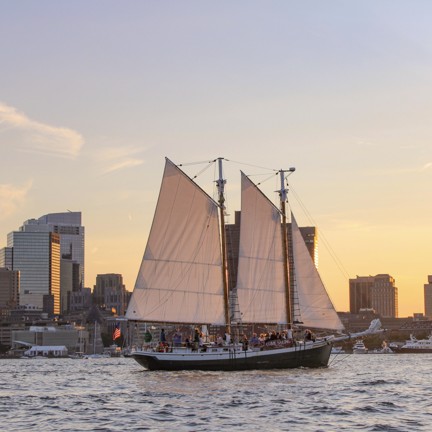 Sunset cruise through Boston Harbor