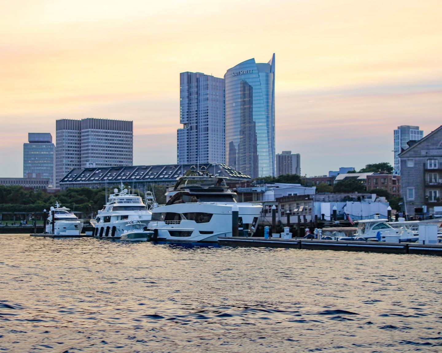 Yachts docked at Boston Yacht Haven