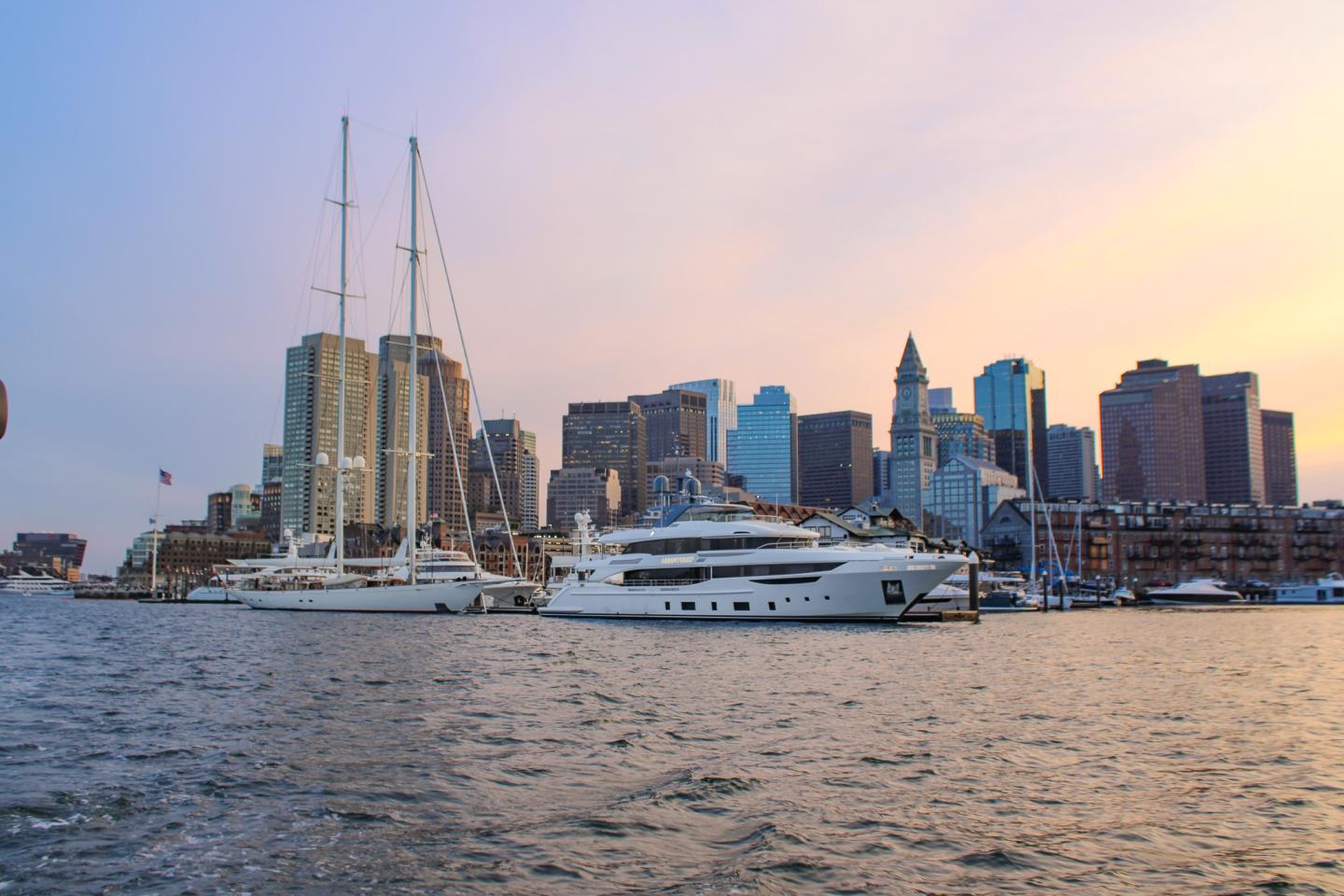Boston Yacht Haven at sunset
